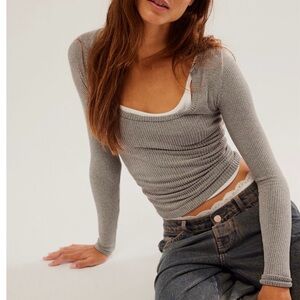 Free People Grey Tight Long Sleeve